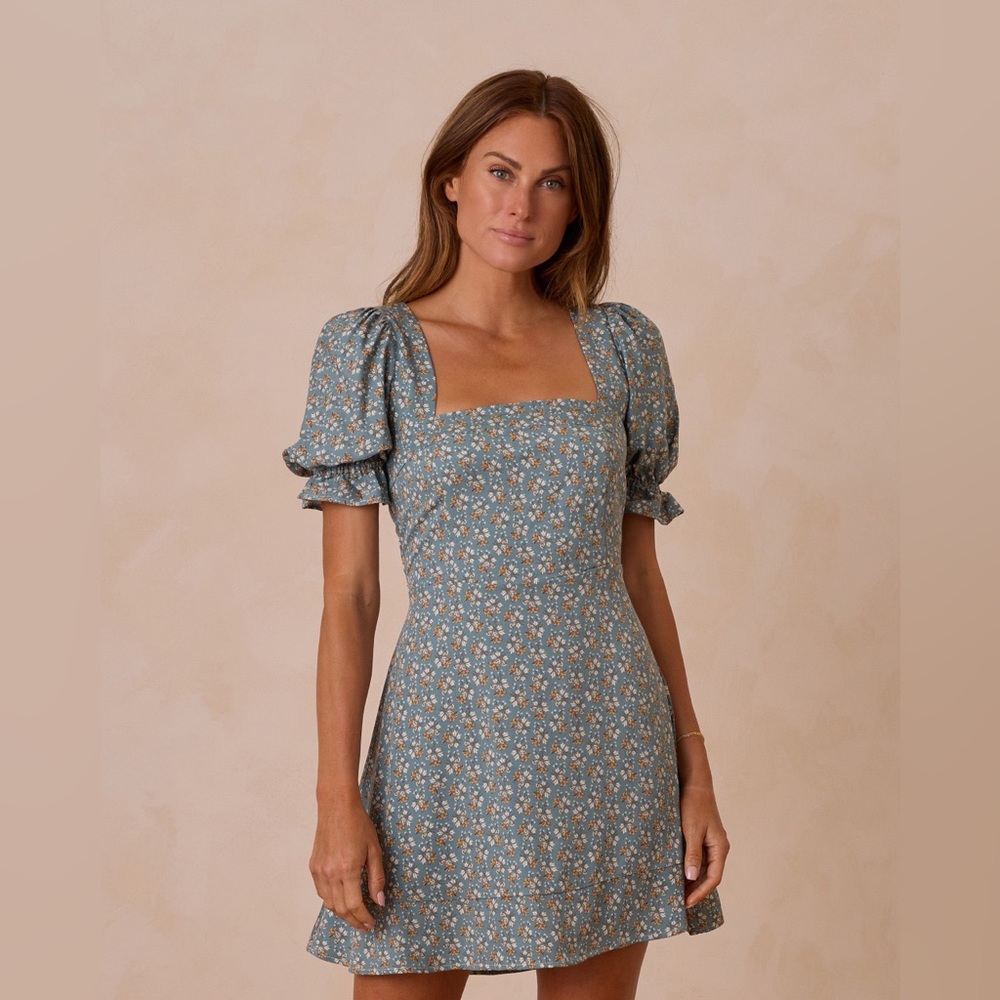 Rylee and Cru Claudia Dress || Blue Floral - S